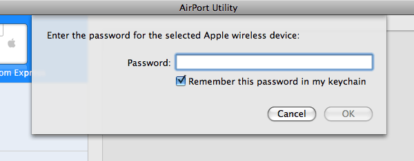 apple airport default password