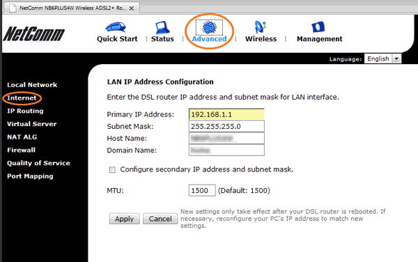 router configuration ip