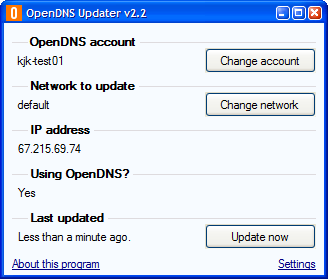 Screenshot of OpenDNS Updater